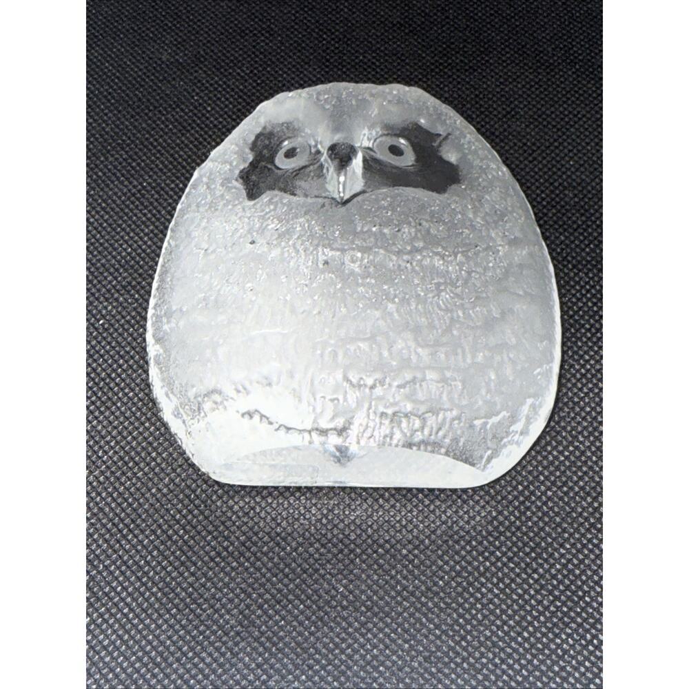 Vintage Mats Jonasson Owl Crystal Paperweight Sweden Original Sticker Signed - Picture 5 of 5